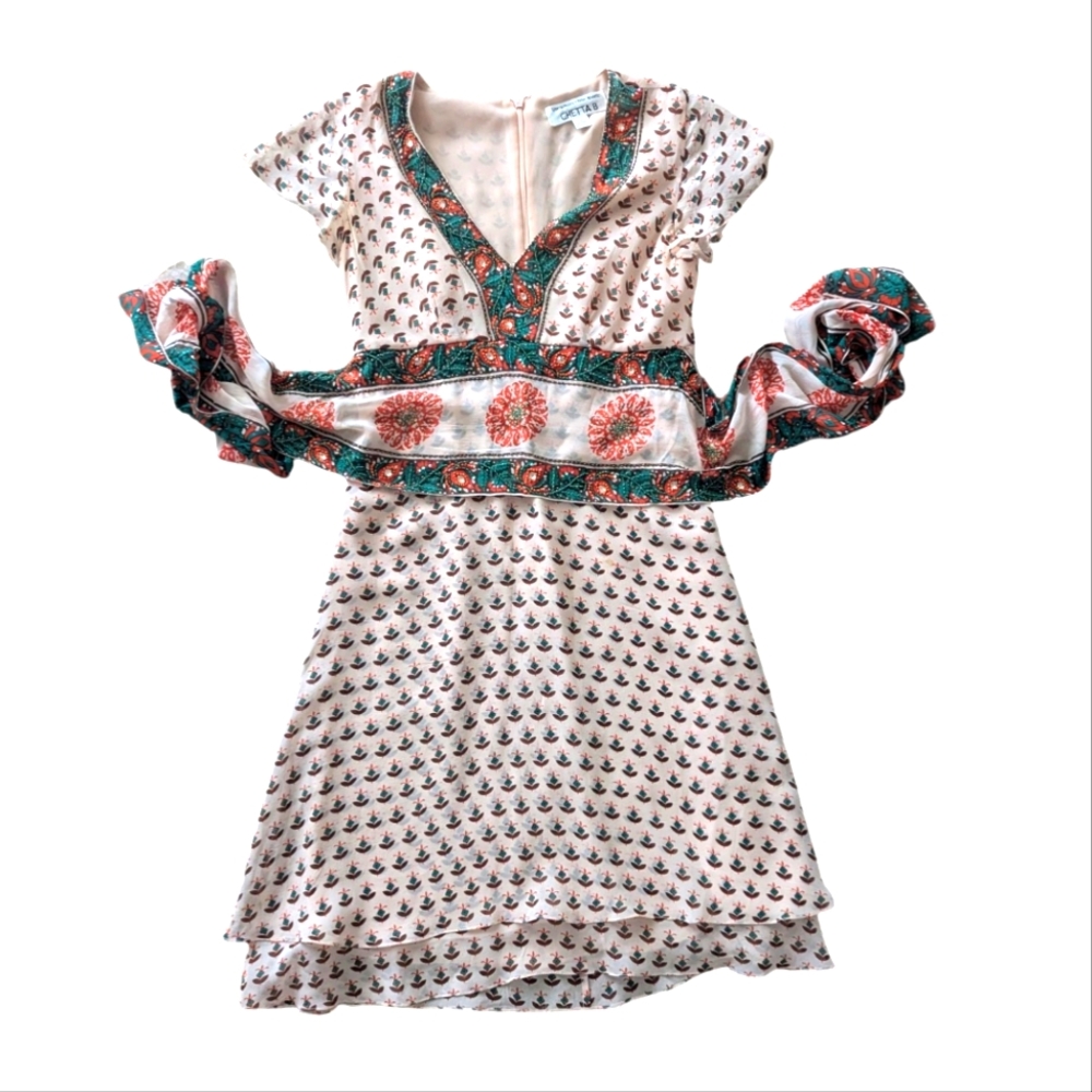 Chetta B Silk Floral Beaded Mini Dress Sz.2